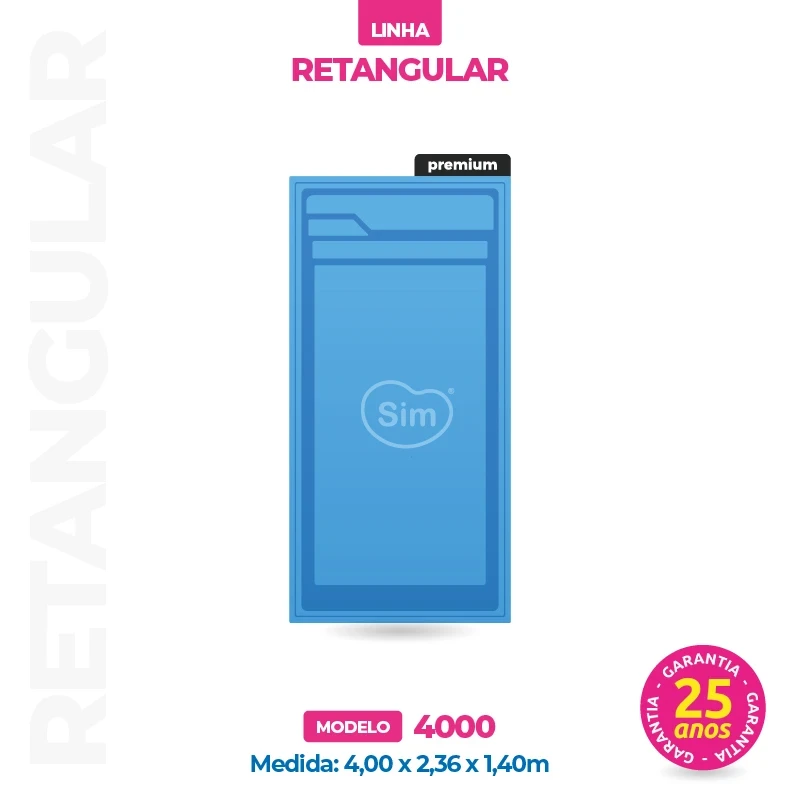 Piscina Retangular Premium 4 Metros